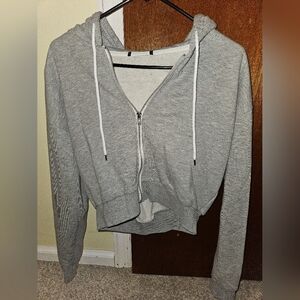 Gray Zip-Up Hoodie for Women